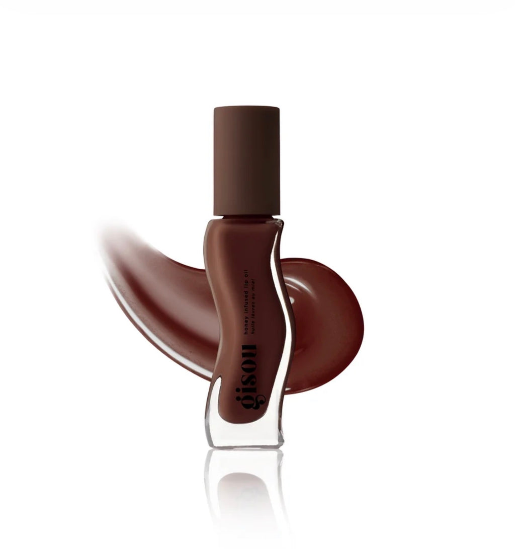 GISOU- A sheer-but-buildable milky brown with cool undertones, inspired by a fireside cup of mocha. Swipe on the tint and scent of chocolate espresso with a creamy top for lips that are intensely hydrated and boosted with glossy shine
