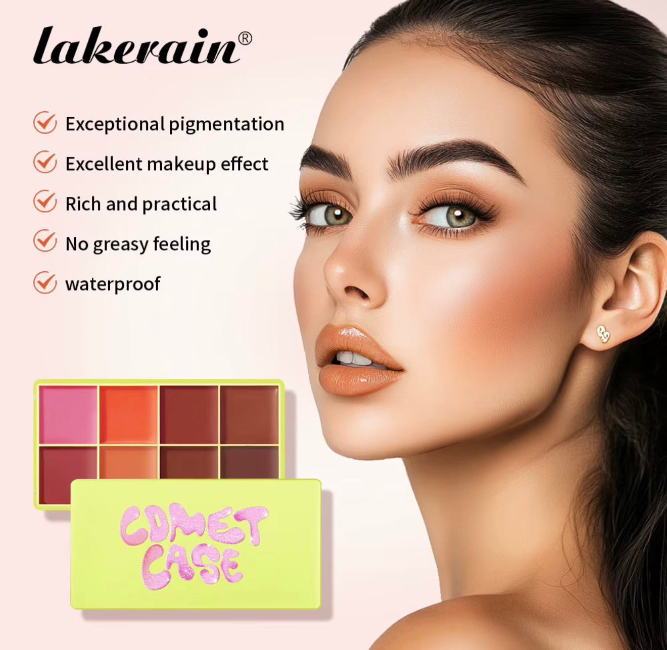 Lakerain Pigment Private Label Vegan Glow 2 in 1 Blusher Makeup Powder Cream Blush 8 Colors Highlighter Blush
Contour Palette
