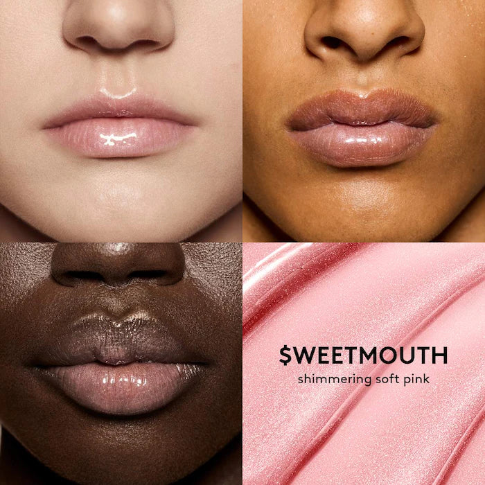 Fenty Beauty by Rihanna 
Gloss Bomb Universal Lip Gloss Luminizer Color: $weetmouth - shimmering soft pink